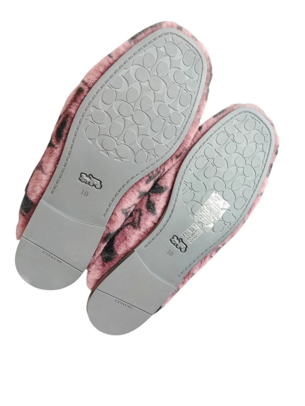 COACH Plush Logo Shearling Slippers In Merlot Sz 10 NWT - Picture 5 of 10